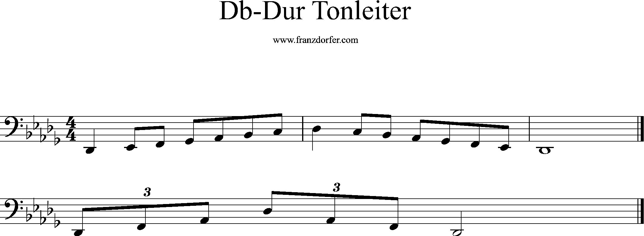 Db-Major, scale, bassclef, low